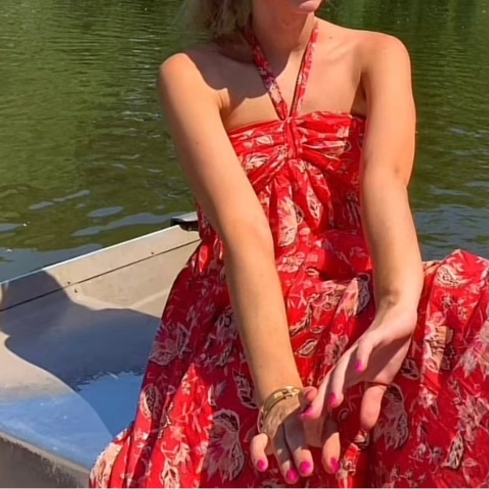 Aqua by Bloomingdale’s Red Floral Maxi Dress